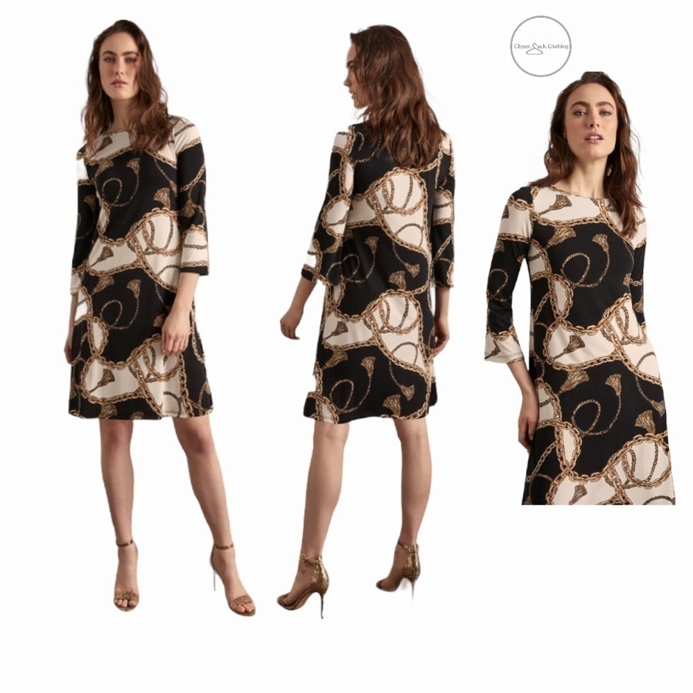 𝅺melanie Lyne Chain Motif 3/4 Sleeve Dress